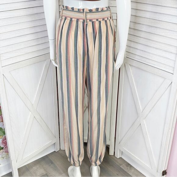 American Eagle Outfitters Striped Paperbag Jogger Pants Peach Multi Medium - Picture 5 of 15
